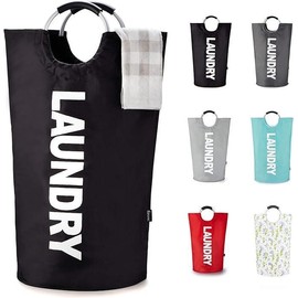 90L Laundry Basket, Waterproof Laundry Hamper, Laundry Bag with Padded Handles Clothes Hamper Stands Well, Collapsible Basket Hamper Organiser - Color And Size: Dark Grey 90L