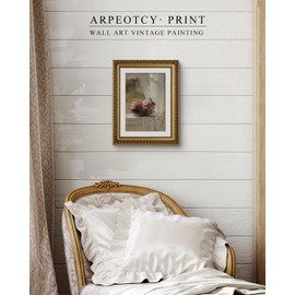 ARPEOTCY Vintage Gold Framed Wall Art, Nature Flower Scenery Retro Paintings, Canvas Prints Artwork with Antique Frame, Victorian Wall Pictures Decor for Living Room Gallery Room, 11x14 inch