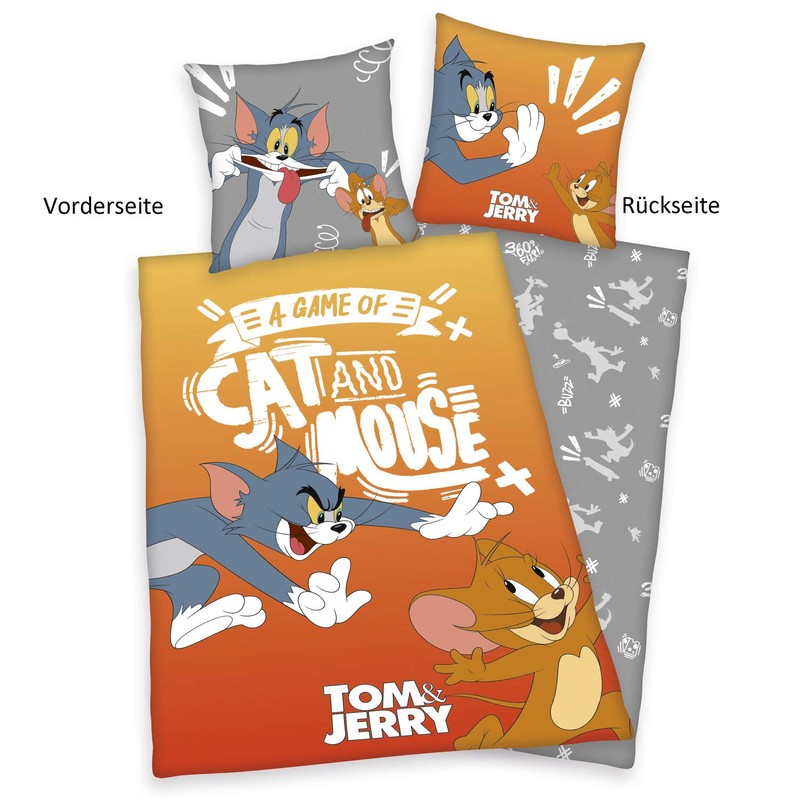 Herding Tom & Jerry Reversible Duvet Cover Set, Pillowcase 80