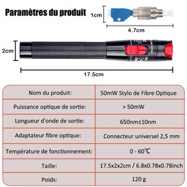 LIAYTRSS Fiber Optic Cable Tester 50mW Fiber Optic Pen FTTH Optical Troubleshooting 50km with FC-LC Adapter for Fiber Optic Technology
