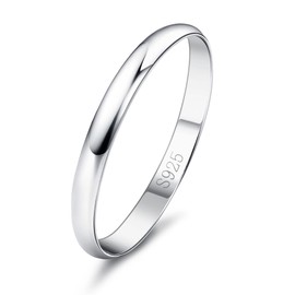 Diamday 2mm S925 Sterling Rings Silver for Women Men High Polished Sterling Silver Band Thumb Stackable Ring Comfort Fit Bands Size 10