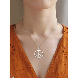 Peace Sign Necklace Earrings for Women Hippie Jewelry Set 70s Jewelry Accessories Women Hippie Earrings Necklaces for Girls (B: Silver Peace Sign Set)