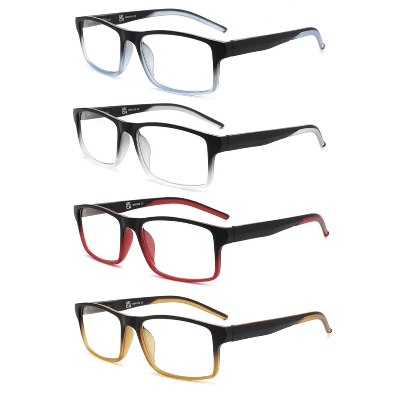 MODFANS Reading Glasses 4 Pack, Blue Light Blocking Readers, Anti