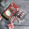 Red French Tip Press on Nails Almond False Nails Christmas