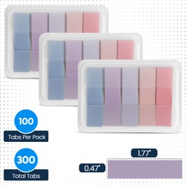Essex Wares - 300 Pieces - Transparent Sticky Notes Tabs with Case - 5 Light Pastel Colors - 3 Cases - 1.8" x 0.4" - 60 Pieces - Pop Up Index Tabs - Book Flags for Annotating - Book Sticky Tabs