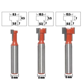 AKYLIN 5-Piece T-slot cutter 8 mm shank, T-track slotted wood cutter, T-slot cutter set, cutter for router, woodworking