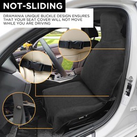 DREAMANIA Waterproof Seat Cover Towel, 2PCS Premium Sweat Carseat Protector, Perfect for Universal Anti-Slip Car Truck SUV Seat, Great for Surfing Yoga Gym Workout, Black