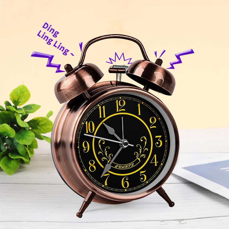 pxy Retro Alarm Clock for Heavy Sleepers 3D Dial Battery
