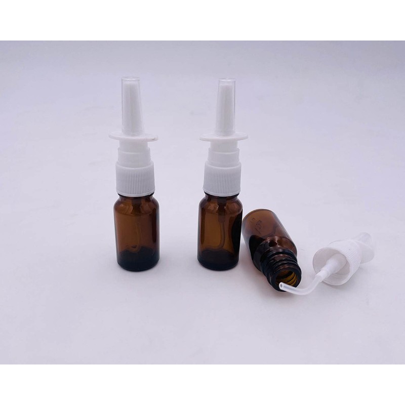 XINGZI 6PCS Travel-Sized 5ML Empty Refillable Amber Glass Nasal Spray
