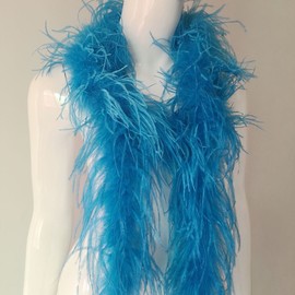 Shekyeon 2yards/lot 1.9 Meter Ostrich Feather Boa 1-Ply Costume Decoration Feather Craft(Turquoise)