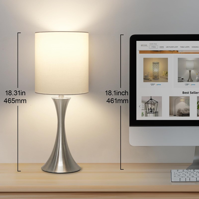Touch Control Table Lamp, 3-Way Dimmable Bedside Lamp for Living