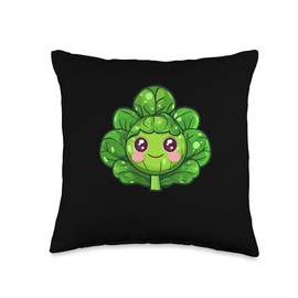 Brussels Sprouts In Funny Kawaii Style Throw Pillow