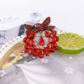 LAXPICOL Broche de Corona de Cristal Rojo Brillante para Ropa, Mujeres y Niñas, Regalo Dorado