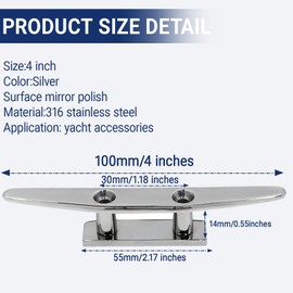 Boat Cleat Stainless Steel Marine Cleat 4 inch Dock Cleat Boat Rope Tie Cleat Marine Deck Cleat 2 Pack