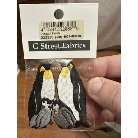 G Street Fabrics Penguin Family Iron On Patch Applique 2" x 2 1/2"