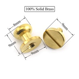 LQ Industrial 8PCS Solid Brass Sam Browne Button Screw Studs Nail Round Rivets for DIY Leather Craft Belt Wallet Handbag 8x9x9mm