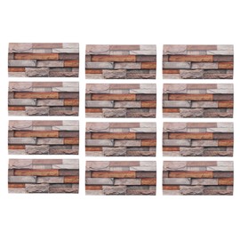12pcs Tile Wall Sticker Thickened PVC Self Adhesive Waterproof Retro Brick Effect Wall Sticker for Living Room Bedroom FG L05