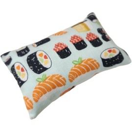 Nakpunar Emery Pin Cushion for Sewing, Quilting- Keep Your Needles Clean and Sharp - Filled with Abrasive Turkish Emery Mineral (2"x3", Cute Novelty Kawaii Sushi on Blue Background)
