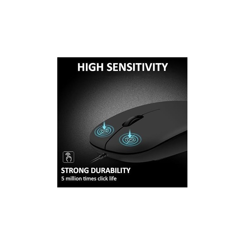 Ultra-Slim USB optical wired mouse for Laptop Computer Desktop, universal