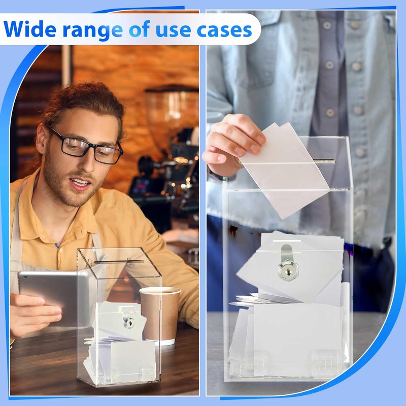 Juexica 2 Pcs Acrylic Donation Box 10.2" x 5.6" x