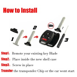 Unbranded 2 for 2003 - 2012 Honda Pilot Civic Accord Element 4B Remote Key Fob Case Shell