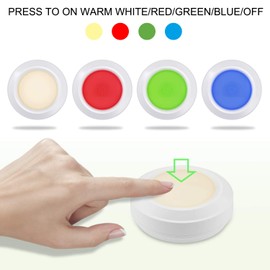 HONWELL Tap Light Wireless Touch Cabinet Light Multi Colored Push Counter Lights Dimmable Battery Powered RGB Puck Lights Stick on Voice Level Lights for Classroom Closet Shelf(5Pack)