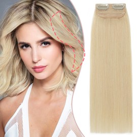 Rich Choices Clip in Short Hair Extensions 100% Real Remy Human Hair Invisible Mini HairPieces for Thinning Women and Men 6 Inch Ash Blonde&Bleach Blonde