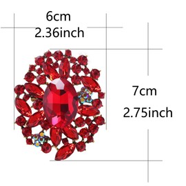LAXPICOL - Broche clásico de vidrio austriaco rojo para mujer, Broches para Ropa, Joyería de boda, Tono dorado antiguo, Metal, Estrás