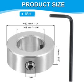 PATIKIL 11/16" Bore Shaft Collar, 304 Stainless Steel Shaft Locking Collars 1-1/4" OD Landing Gear Stopper Wheel Collar with M6 Double Set Screw for Drive Shafts Automotive Industrial