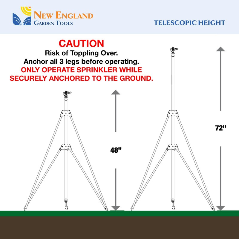 Impact Water Sprinkler 300005 on Tripod Stand, Telescopic with Long