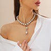 Chunky Gold Beaded Choker Necklace for Women Big Silver Teardrop