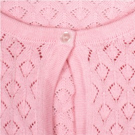BOLEROSE Girls Long Sleeve Pointelle Knit Childrens Kids Bolero Shrug (Pink, 11-12 YRS)