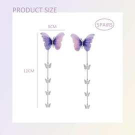 10 Pieces Butterfly Tassel Hair Clips, Butterfly Hair Clips for Kids, Removable Hair Clip Accessories, Butterfly Tassel Hair Accessories for Women and Girls (Colorful)