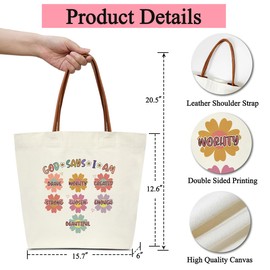 Floral Bible Verse Tote Bags for Women, Inspirational Religious Gifts for Women Christian Canvas Tote Bags Aesthetic Motivational Gifts for Women Friend Bestie Grocery Beach Bag Shopping Handbag -22