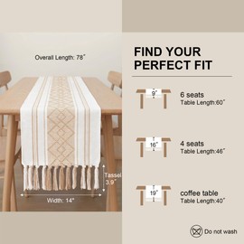 Boho Table Runner with Tassels for Boho Nordic Home Decor 14x72 Inch