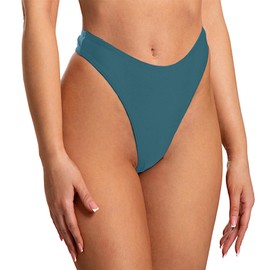 Aquarti Women's Bikini Bottoms Thong Bottom Thong High Waist, emerald green, 40