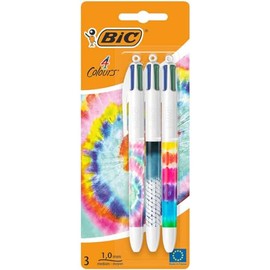BIC 4 Colour Tie Dye Ballpoint Pens Pack 3