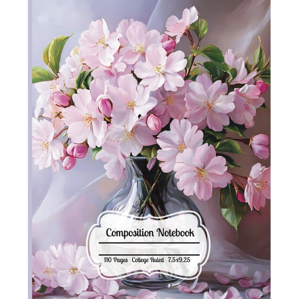 Sakura Blossom Composition Notebook: Floral Themed Book, 110 Pages, College