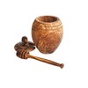 Naturally Med Olive Wood Honey Pot and Honey Dipper Set
