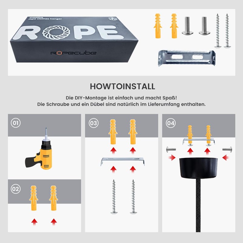 Minimalist Hanging Coat Rack, Designer-style Clothes Rack with 5 Hooks,