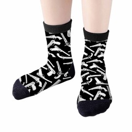 Samgula White Handgun Crew Socks for Woman Size 6-8 Vintage Cool Weapon Army Girls Socks