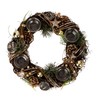 Christmas Advent Wreath Made of Multiple Materials Round with Gold/Brown
