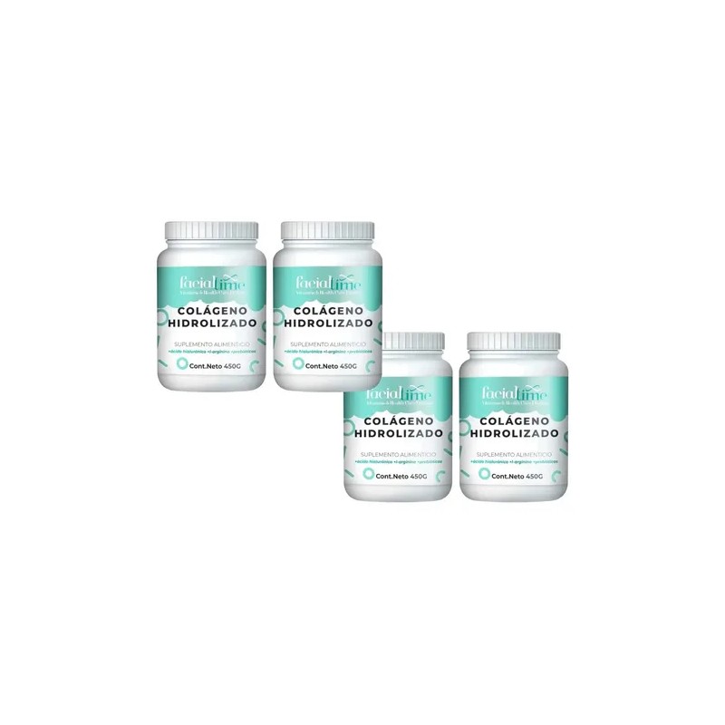 Kit 4 Colágeno Hidrolizado Puro + Ácido Hialurónico 450 Gr