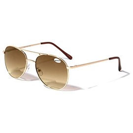 V.W.E. Classic Metal Tear Drop Reading Sunglasses - Integrated Bifocal - Outdoor Unisex Readers (Brown, 1.75, multiplier_x)