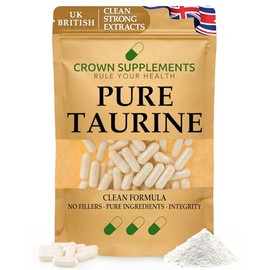 Pure Taurine Capsules Amino Acid | Clean Supplements UK | Crown Supplements (270 Capsules)