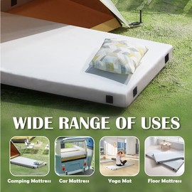 Dyonery CertiPUR-US Memory Foam Camping Mattress Small (72"×24"×2.5"), Portable Roll Up Sleep Mat for Travel, Floor, Tent, Outdoor Tent Mattress Pad, Removable Cover Travel Bag