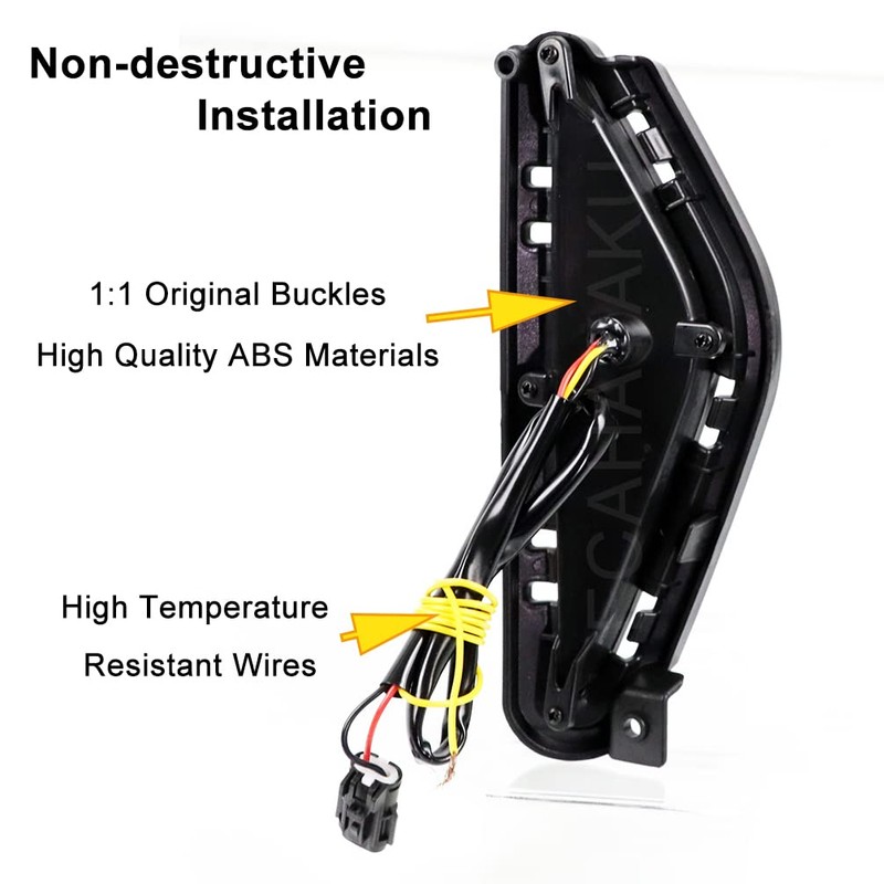 ECAHAYAKU Car LED DRL With Dynamic Turn Signal Yellow For