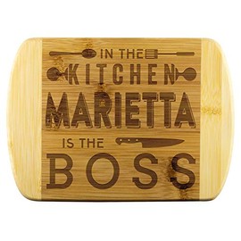 Mother's Day Gift Ideas - In The Kitchen Marietta Is The Boss - Gifts For Mom, Unique Mothers Day Gifts, Mother To Be Gifts - Funny Cutting Boards for Women, Funnyd Cutting Board