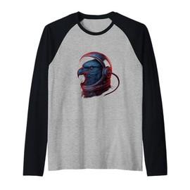 Space Raven Astronaut Helmet Art Raglan Baseball Tee