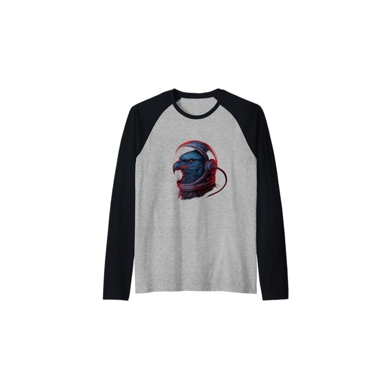 Space Raven Astronaut Helmet Art Raglan Baseball Tee